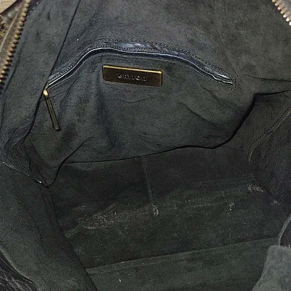 Gryson Black/Blue Pebble Leather Tote Bag